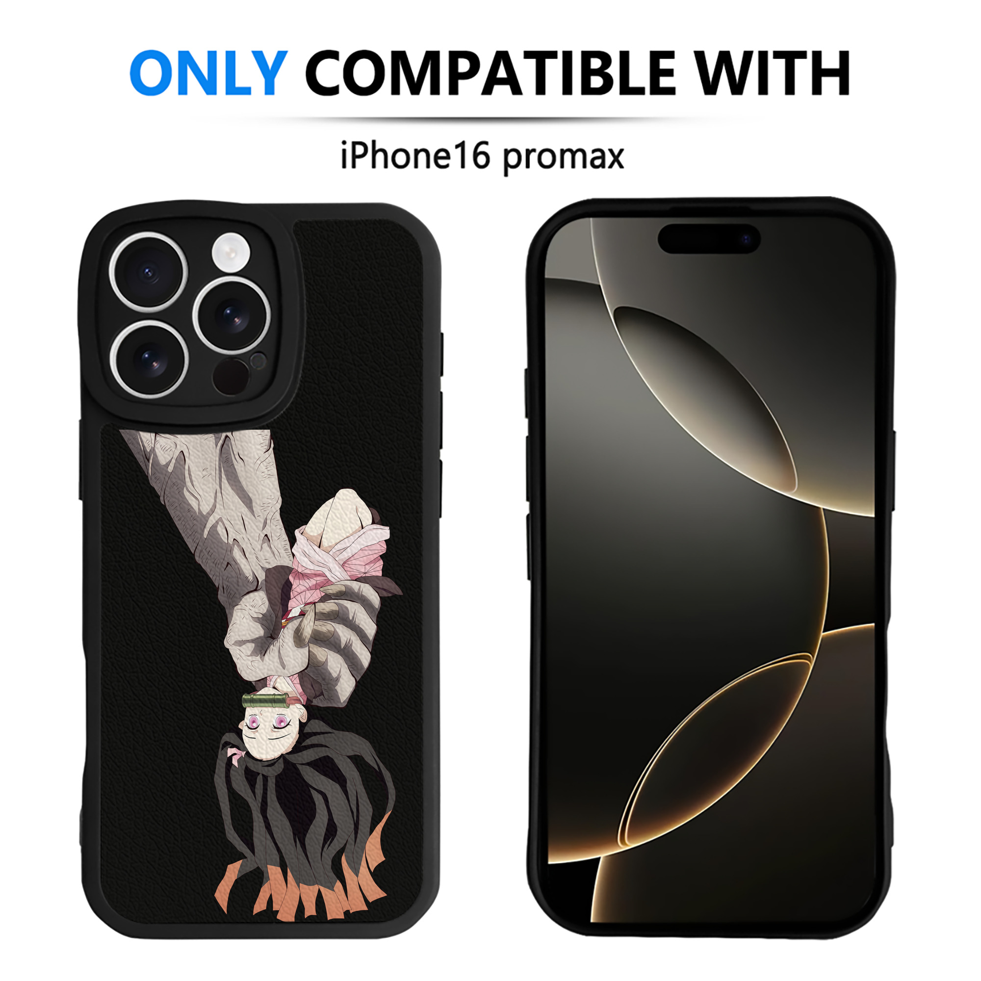 （画像用） 鬼滅の刃（きめつのやいば）竈門 禰󠄀豆子／かまど ねずこ Kamado Nezuko 【iPhone 16シリーズ対応】シリコンスマホケース（レザー調） 材質：シリコン